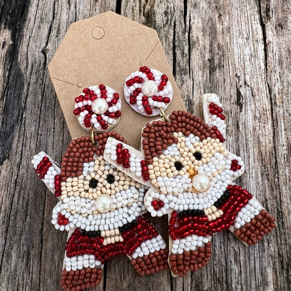 Festive Santa Beaded Earrings